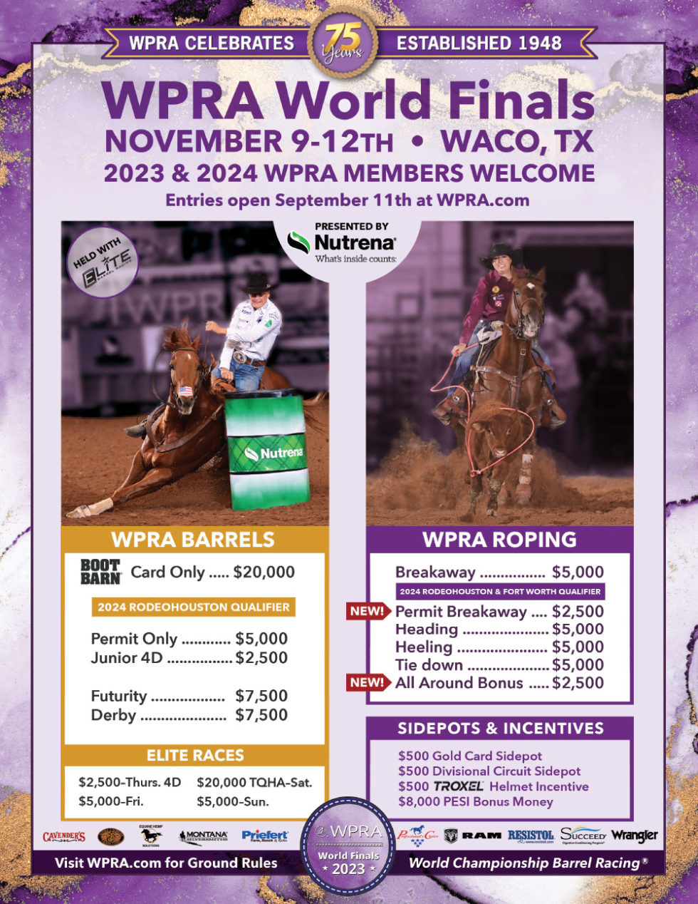 Entries Now Open for 2023 WPRA World Finals in Waco WPRA